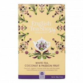 Herbata English Tea Shop Bio White Tea Coconut & Passion Fruit / Biała z Kokosem i Marakują 20 saszetek