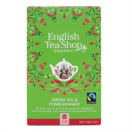 Herbata English Tea Shop Bio Green Tea & Pomegranate / Zielona z Granatem 20 saszetek