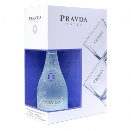 Wódka Pravda 40% 700 ml + 2 szklanki