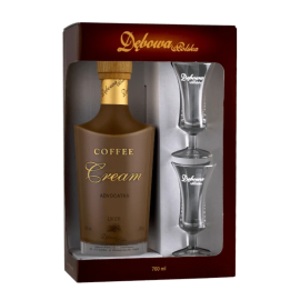 Likier Dębowa Advocatka Kawowa Coffee Cream 18% 700 ml + 2 kieliszki